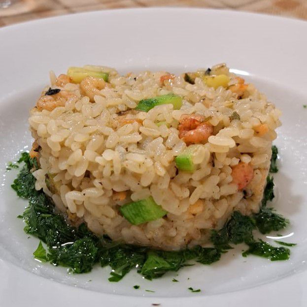 Risotto su letto di spinaci